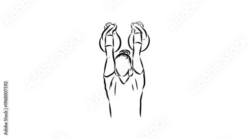 A minimalist vector illustration of a man doing gymnastics on rings