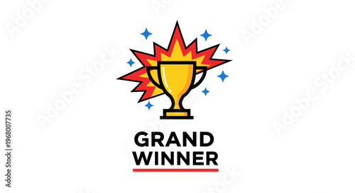 Grand winner trophy icon with starburst.
