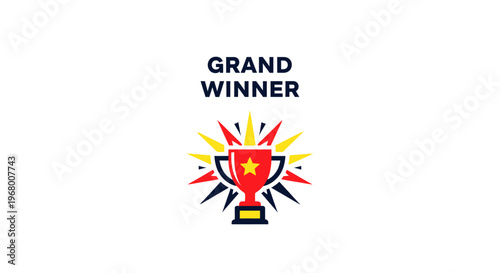Grand winner trophy icon with burst.