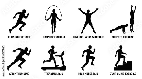 Cardio Exercise Vector Icons for Fitness and Training Design