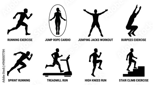 Cardio Exercise Vector Icons for Fitness and Training Design