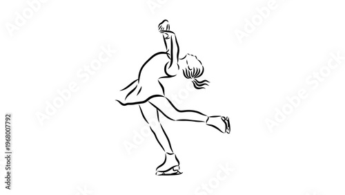 A minimalist vector illustration of a couple ice skating together