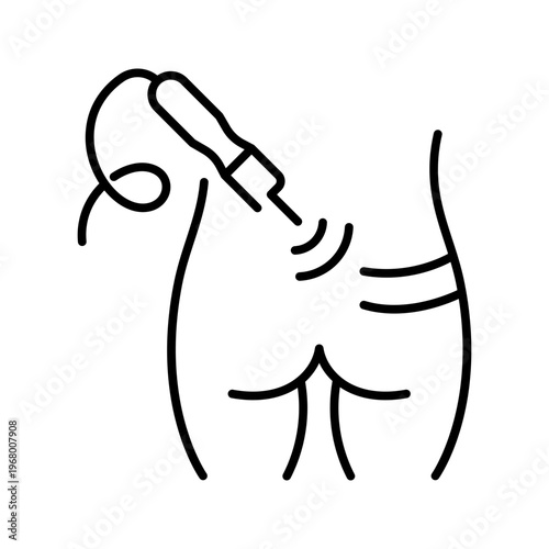 Liposuction surgery icon. Healthcare and plastic surgery line symbol. Black and white.