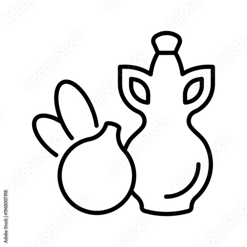 Macadamia oil icon. Food and nut oil line symbol. Black and white.