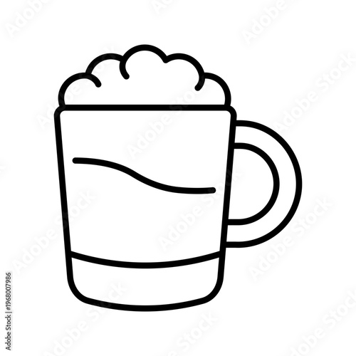 Milk mug icon. Food and dairy line symbol. Black and white.