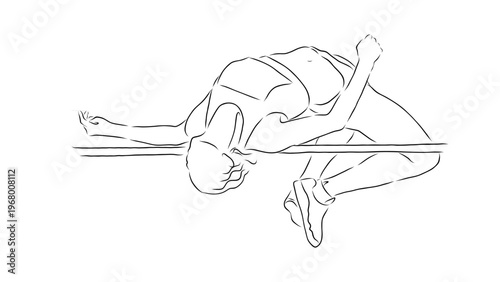A minimalist vector illustration of a man clearing a hurdle in track and field
