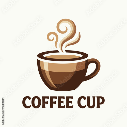 An elegant representation of a coffee cup with rising steam, encapsulating the warmth and aroma of freshly brewed coffee, ideal for cafes or coffee-related products.