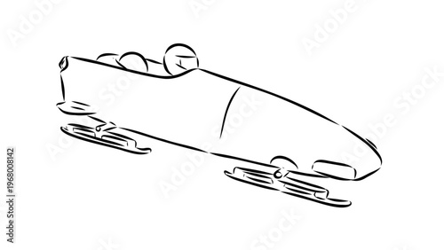 A minimalist vector illustration of a bobsled racing down an icy track