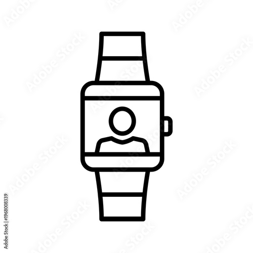 Smart watch icon. Technology and wearables line symbol. Black and white.