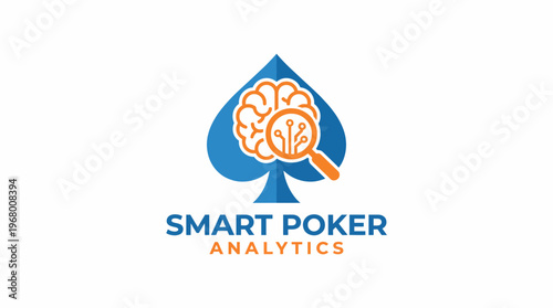 This logo features a poker chip with a brain inside, representing analytical thinking and strategy in poker. It emphasizes intelligence and smart decision-making in gaming.