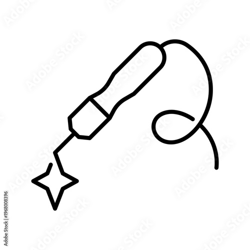 Tattoo machine icon. Beauty and tattooing line symbol. Black and white.