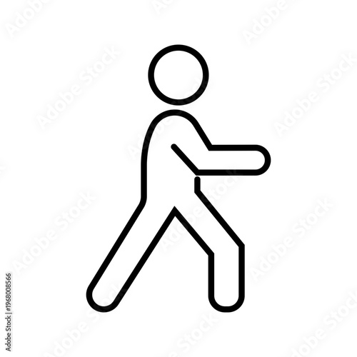 Walking person icon. Sports and walking line symbol. Black and white.