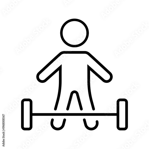 Weightlifting athlete icon. Sports and weightlifting line symbol. Black and white.
