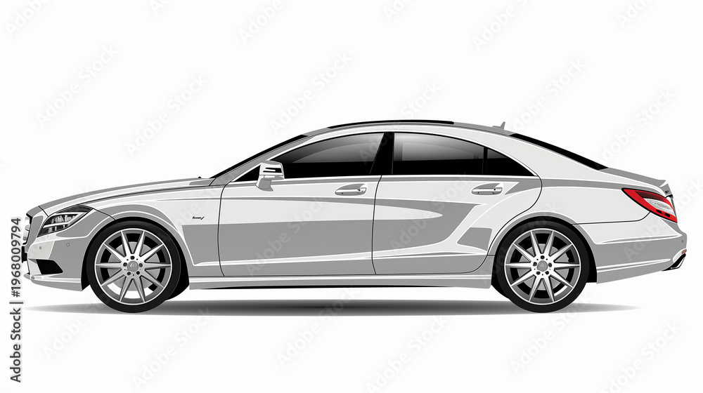 Fototapeta premium Luxury Executive Sedan Realistic Vector Illustration.