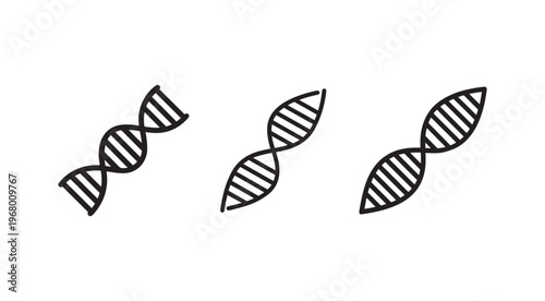 DNA double helix molecular structure illustrations  genetic code symbols  biology and science concept  helix spiral shapes