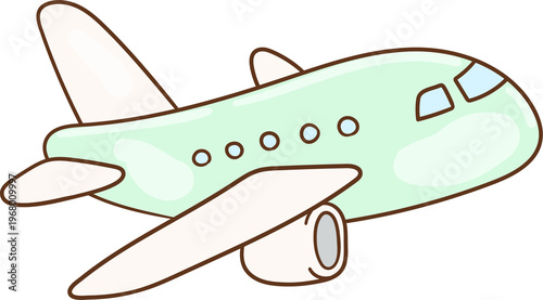 Green airplane Funny travel illustration Classroom decor