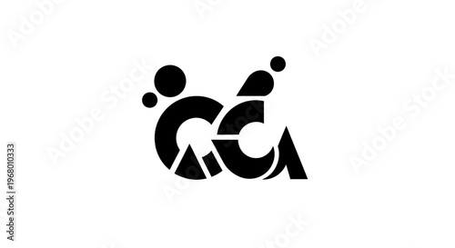 Abstract geometric icon representing teamwork and partnership, black vector illustration