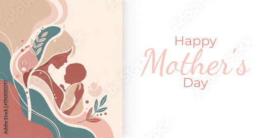 Happy mother's day illustration a tender moment of maternal love