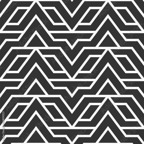 Abstract seamless vector geometric pattern. Regularly repeating geometric ornament. Flat design pattern. Black and white stylish texture. Repeating geometric tiles pattern.