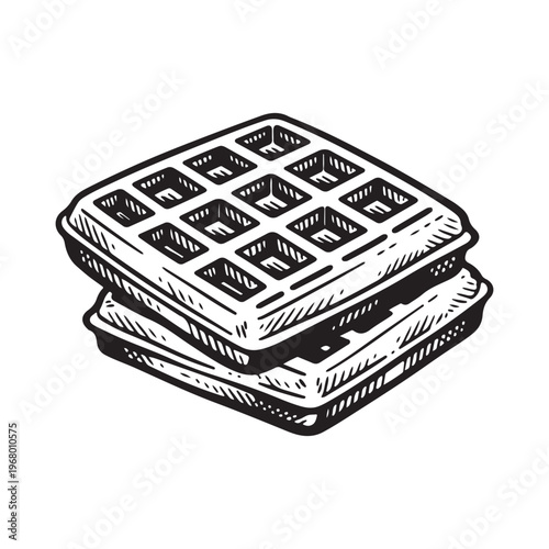 line art vector of waffles