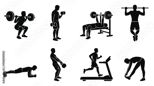 Bodyweight Fitness Vector Icons for Training and Workout Design