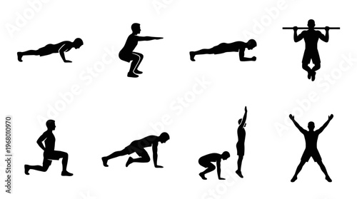 Bodyweight Fitness Vector Icons for Training and Workout Design