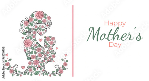Happy mother's day floral illustration with anchor and script text