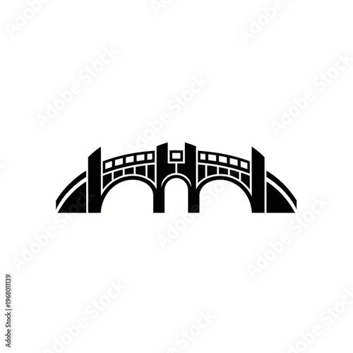 Stone bridge with arches and parapets illustration.
