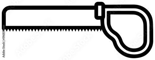 Minimalist black line icon of a coping saw tool detail