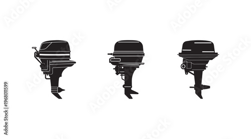 Outboard boat motors in various angles for marine and watercraft applications  versatile propulsion systems