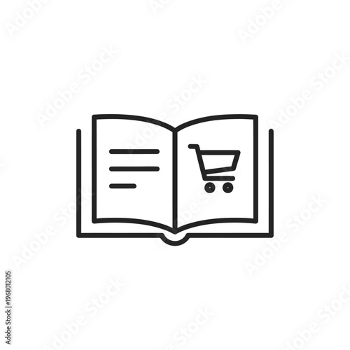 Open Book with Shopping Cart Icon for E-commerce and Reading Concepts