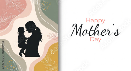 Mother's day silhouette a loving embrace with abstract background
