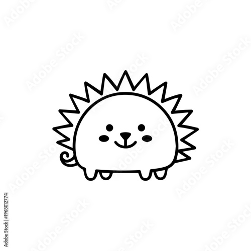Simple Cartoon Hedgehog Illustration with Smiling Face.