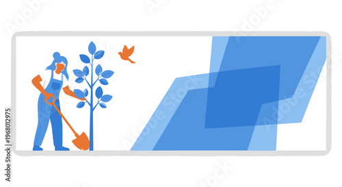 Person Planting a Tree on Arbor Day with Bird Flying