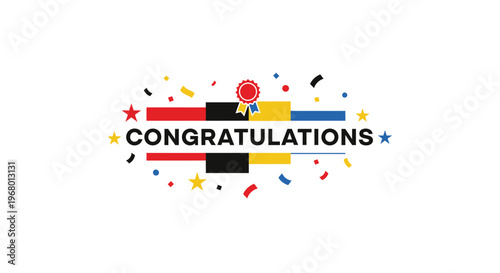 Colorful congratulations celebratory graphic design.