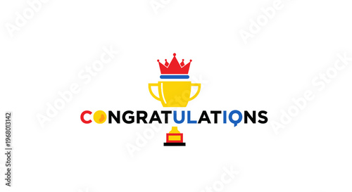 Congratulations message with trophy icon.