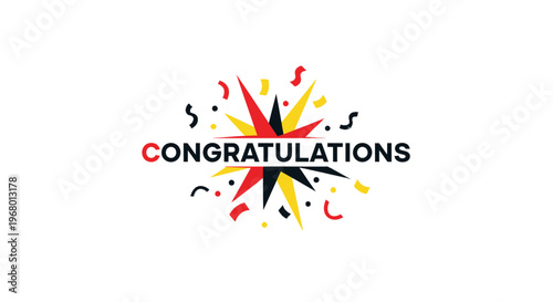 A colorful celebration congratulations graphic design.