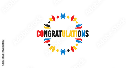 Colorful Congratulations Message with Flags.