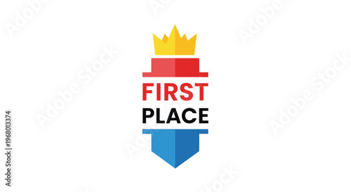 First place winner trophy icon graphic.