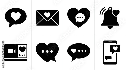 Love Communication Vector Icons for Romance and Messaging Design
