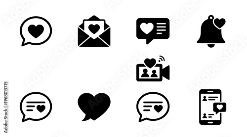 Love Communication Vector Icons for Romance and Messaging Design