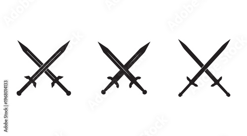 Set of crossed swords in different positions  medieval weapons  combat tools  sword icons
