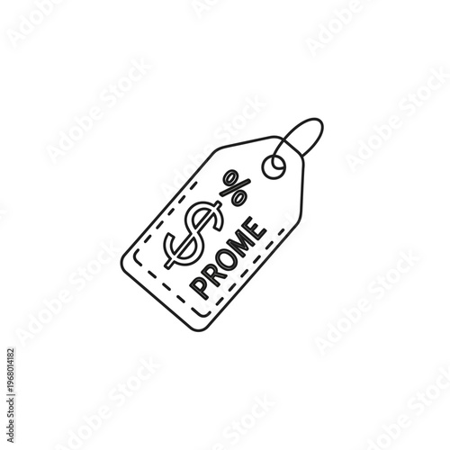 Modern Fashion Shopping Tag with Price and Discount Symbols for Retail Branding