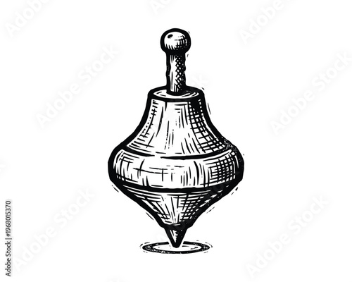 Spinning top hand drawn sketch vector illustration