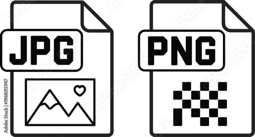 JPG PNG file format icon vector set with image document symbols, digital media design