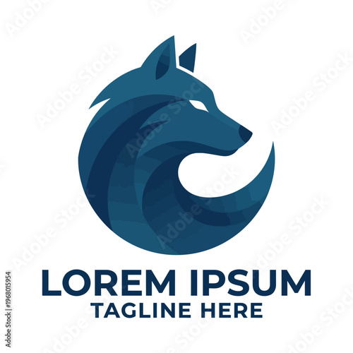 This logo design showcases a stylized wolf's head merging with wave patterns, symbolizing strength, creativity, and fluidity ideal for branding or artistic ventures.