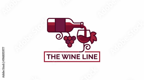 This stylish illustration features a wine bottle pouring into a glass with grapes, artfully designed to evoke elegance, indulgence, and a love for fine wines in a modern aesthetic.