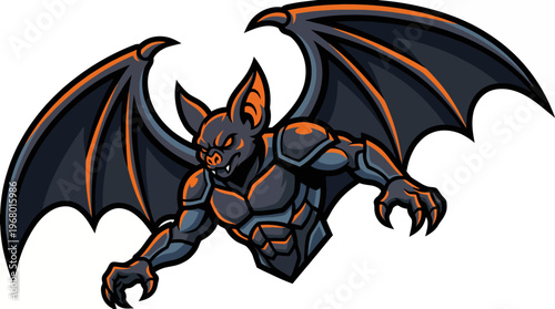 This fierce bat creature combines elements of strength and a dark aesthetic, featuring muscular limbs and stylized wings, making it perfect for various creative uses.