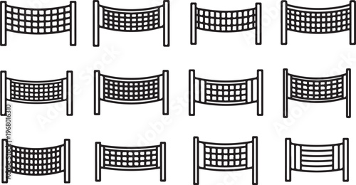 A series of abstract architectural cross-sections showing varied structural designs and materials Vector