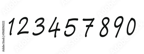 Handwritten Numbers 1 to 0 digits script